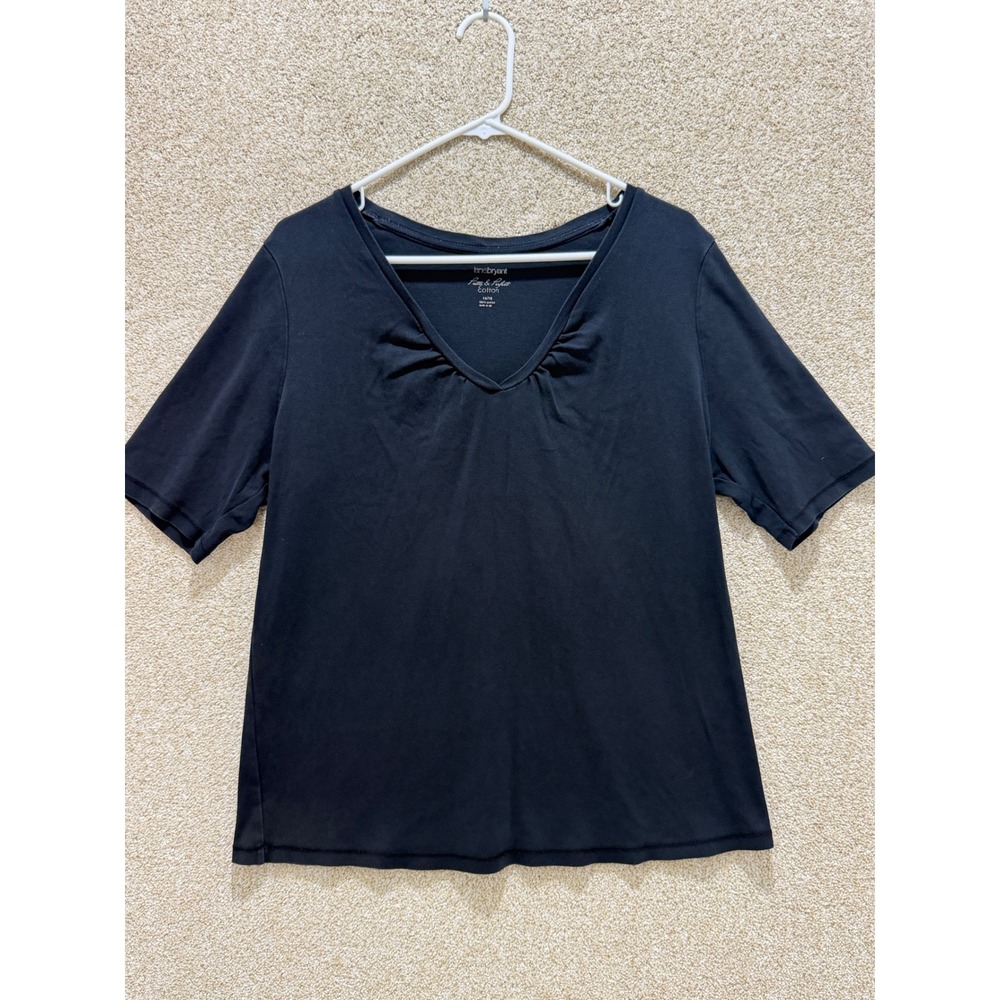 Flawed black cotton tee Lane Bryant Pretty & Perfect V-Neck Short Sleeve 14/16
